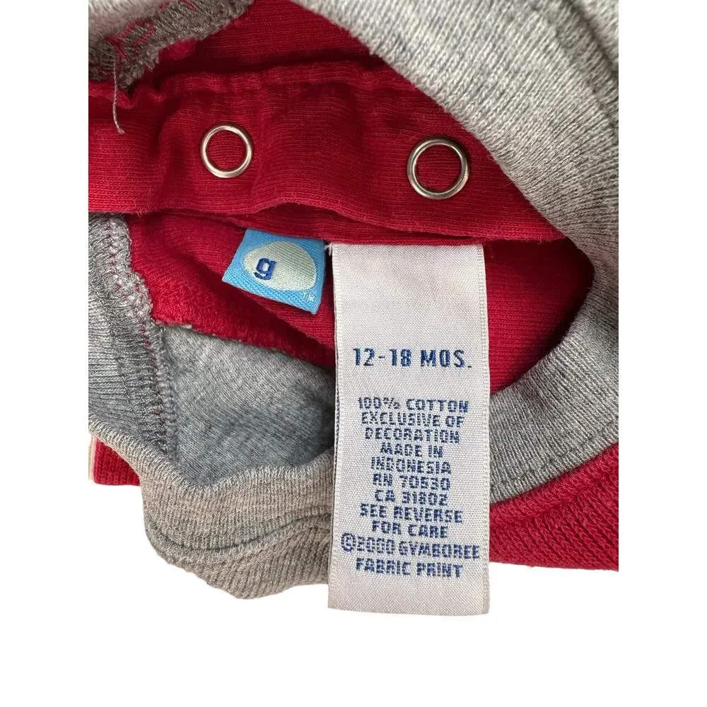 Vintage GYMBOREE Walrus Arctic Rescue Team Long Sleeve Top 12-18 Months Red Gray